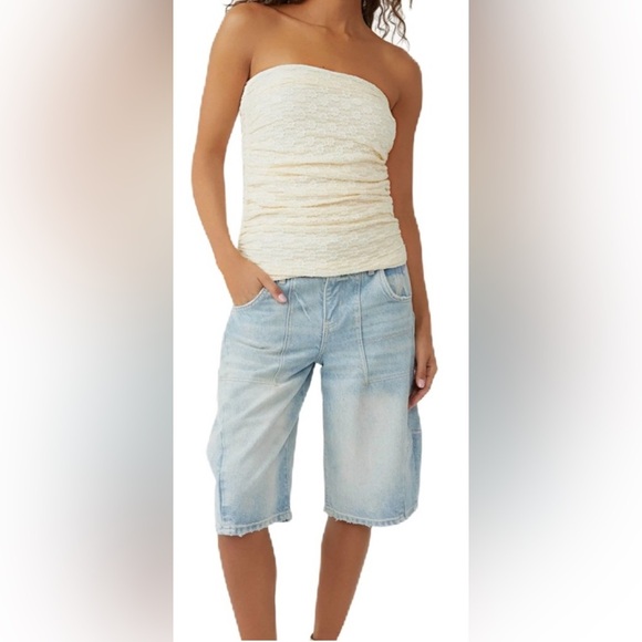 NWT Free People Ona Ruched Convertible Cream‎ Miniskirt - Picture 5 of 14